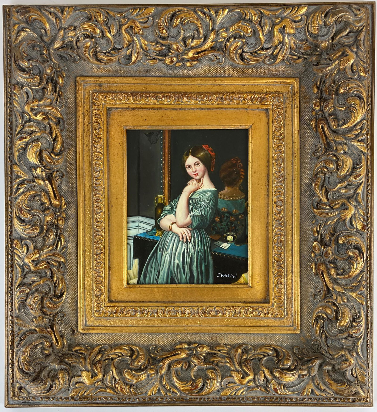 J. Rankin, Oil on Board Depicting a Woman (1 of 2)