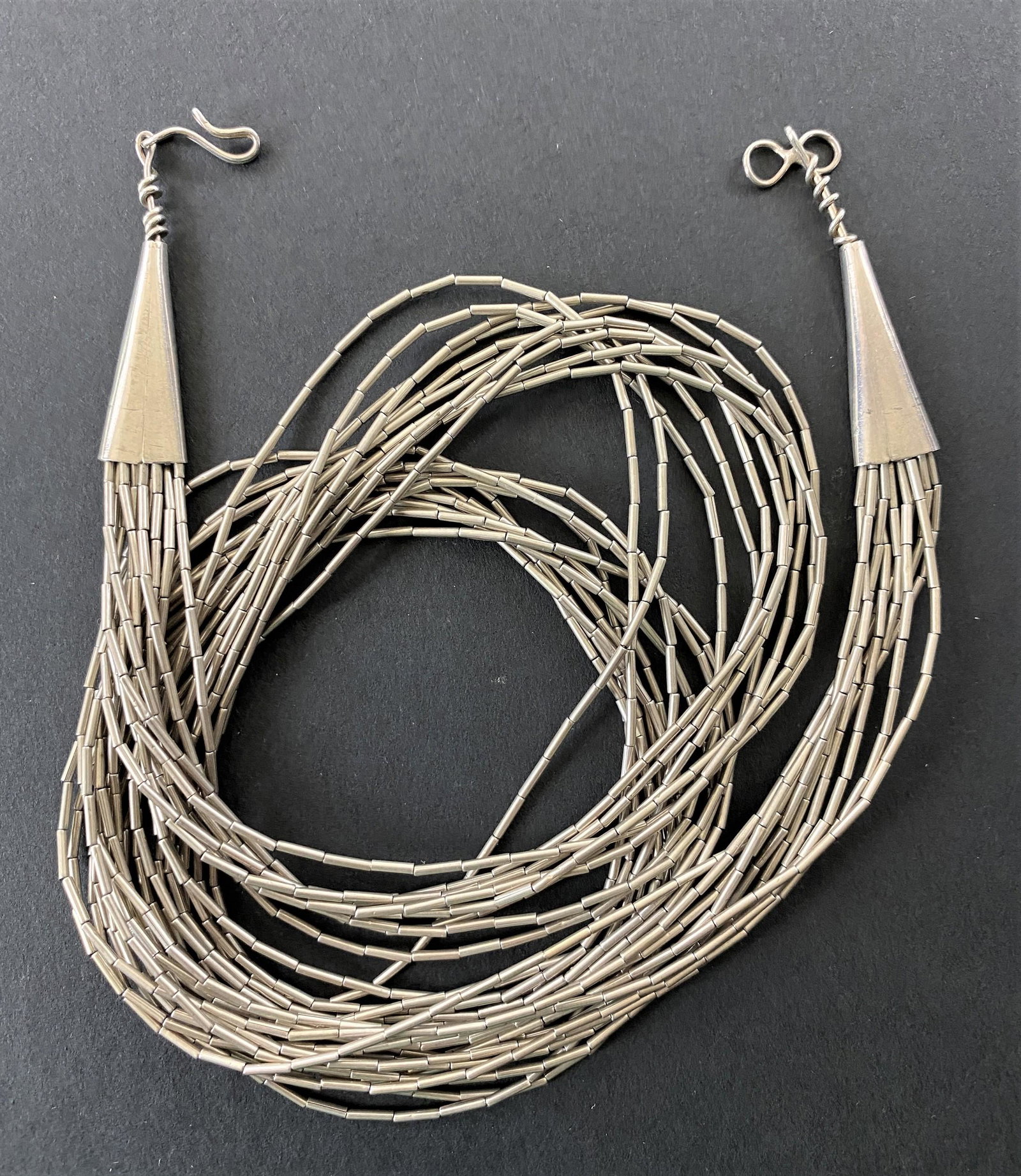 Mexican Silver Strand Necklace Attributed to Los: A finely stranded necklace attributed to Los Castillo; lg. 26.5".