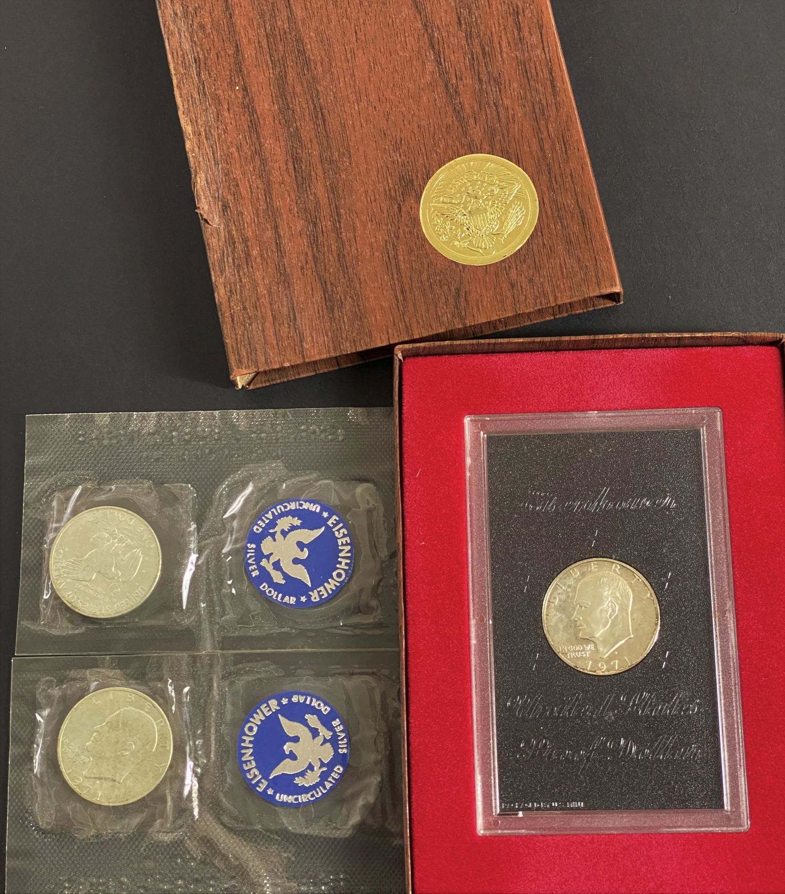 Three 1971 Silver Eisenhower Dollars, Boxed (1 of 3)