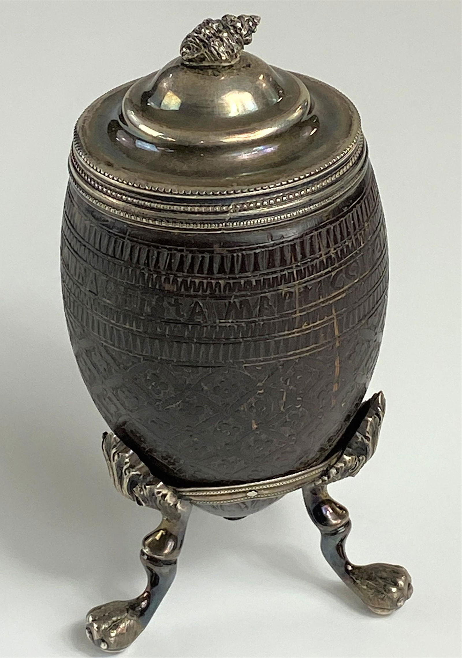 18th Century Engraved Coconut Shell Vessel (1 of 8)