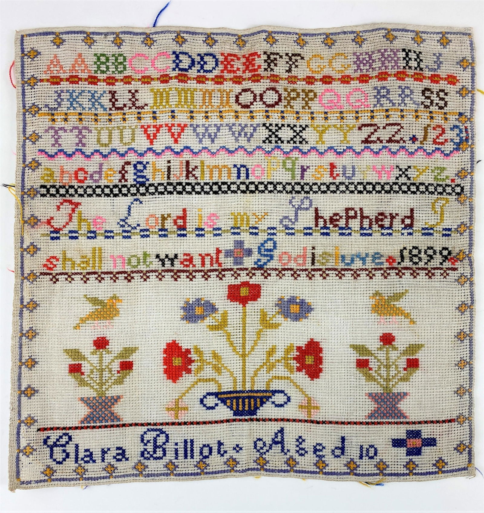 An Unusual 1899 Girls Needlepoint Sampler (1 of 3)