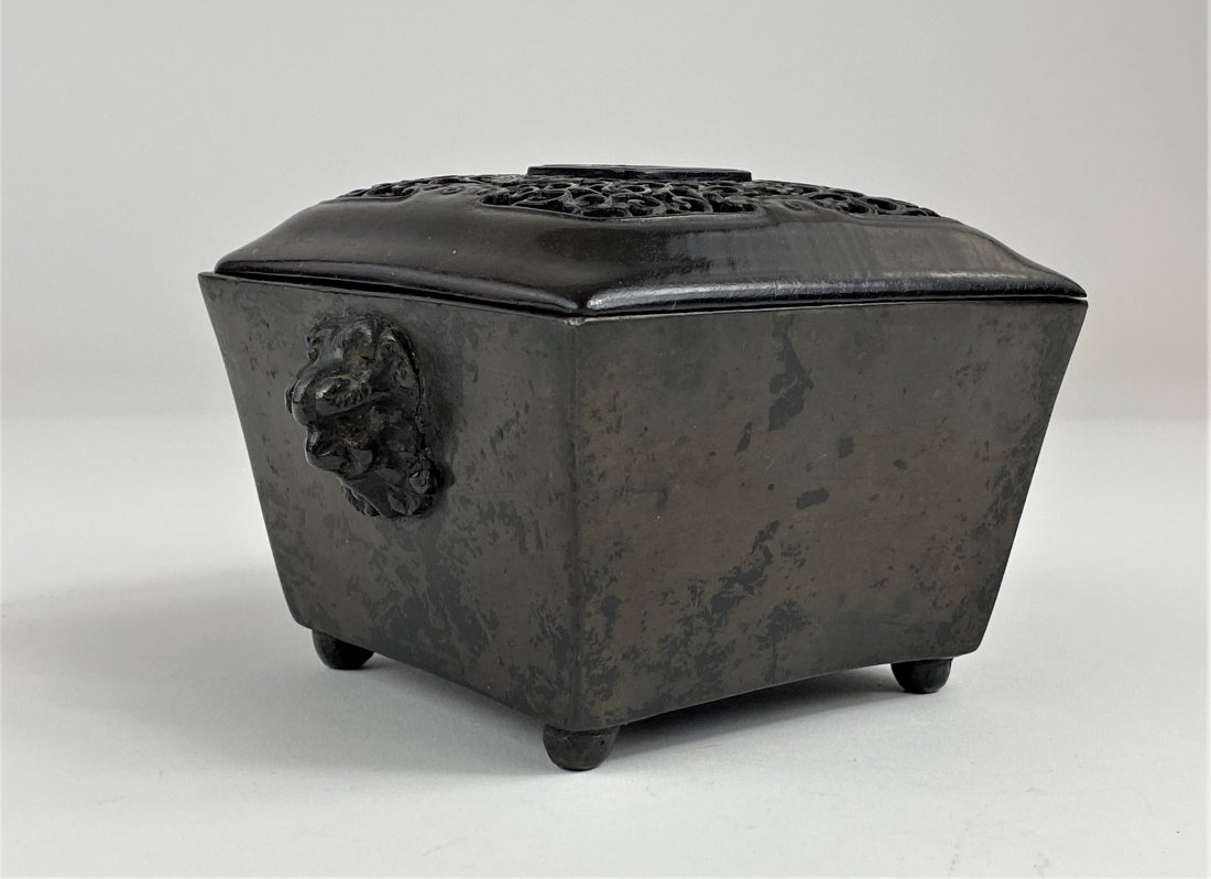 Chinese Bronze Incense Burner with Pierced Carved Cover (1 of 7)