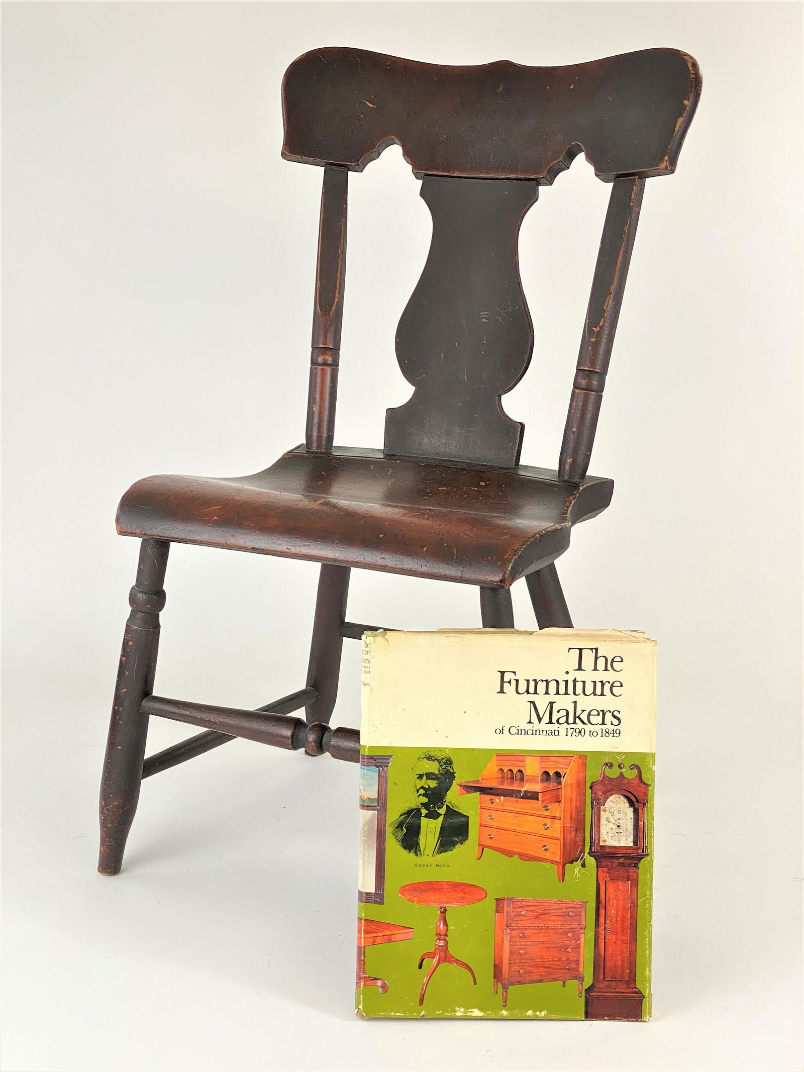 Ohio Chair by Philip Drum made for U.S. Grant's uncle: Ohio, 1847. A chair with inverted vase splat, with inscription to underside reading "Made by Philip Drum. Bethel, Ohio, 1847. Made for Samuel Simpson". Simpson was Ulysses Grant's uncle. Illustrated i