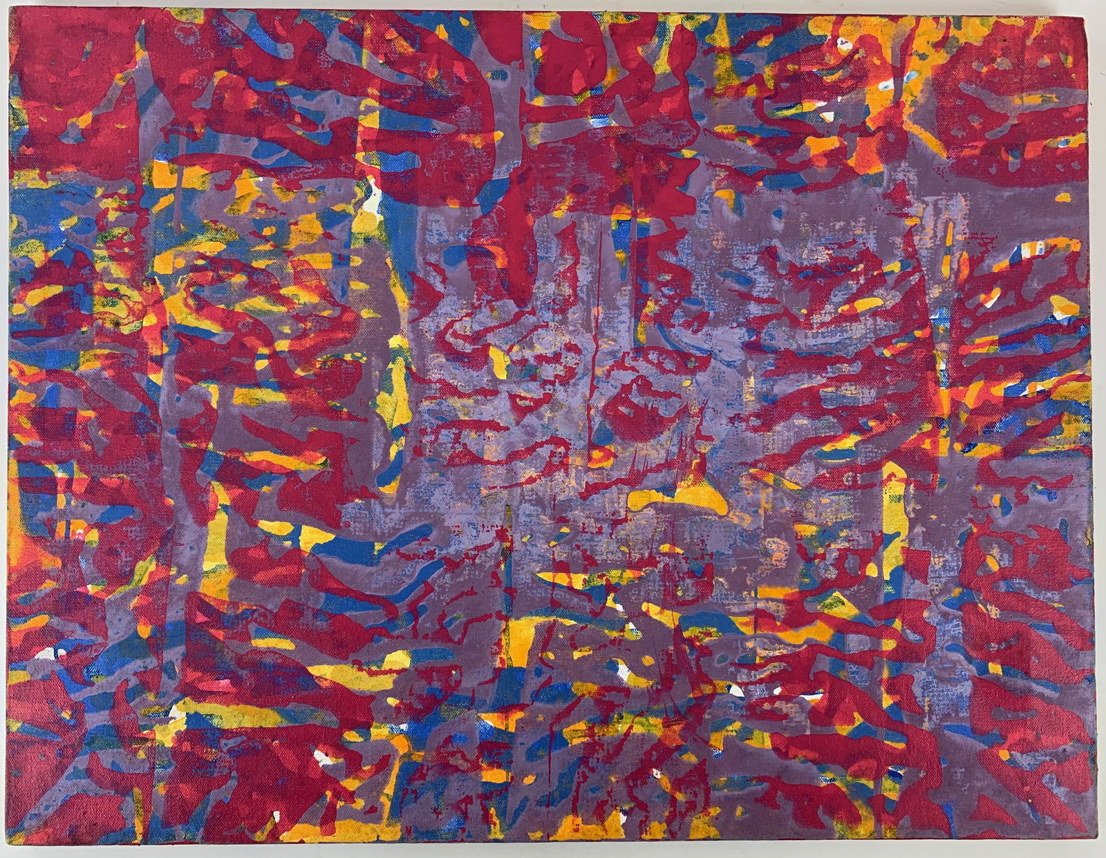 Walter Stomps, Jr. (American), Four Works: Walter Stomps, Jr. (American, 1929-2020), Four Works. Four acrylics on canvas, 1990s, by the late Walter Stomps, Jr., each in the abstract manner (with the use of industrial paper towels as a monoprin