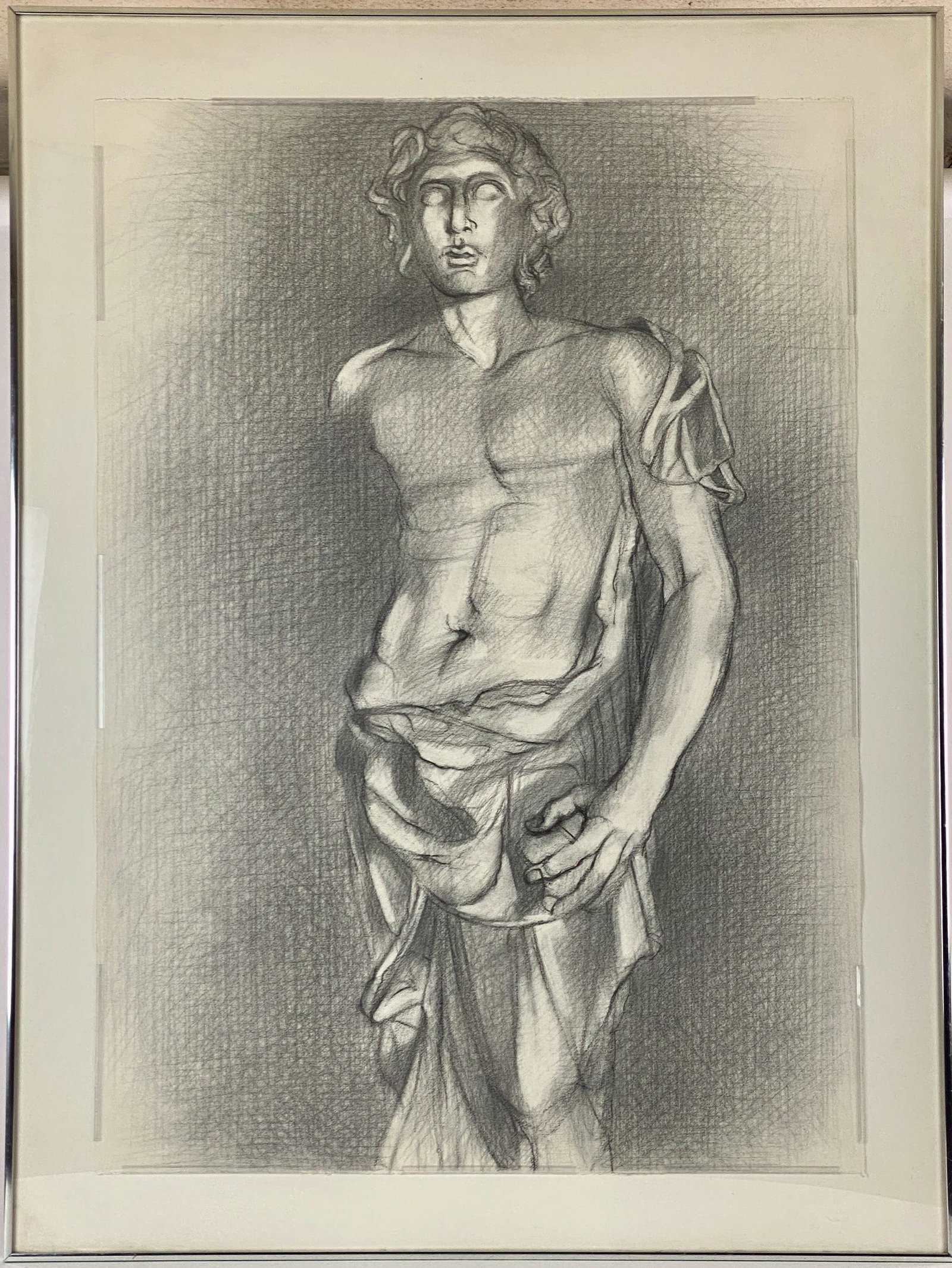 Walter Stomps, Jr. (American), Charcoal on paper: Walter Stomps, Jr. (Am., 1929-2020), Charcoal on paper. Large charcoal on paper showing the "King of Macedon," sketched by Stomps during one of his many European trips where he gained special access t