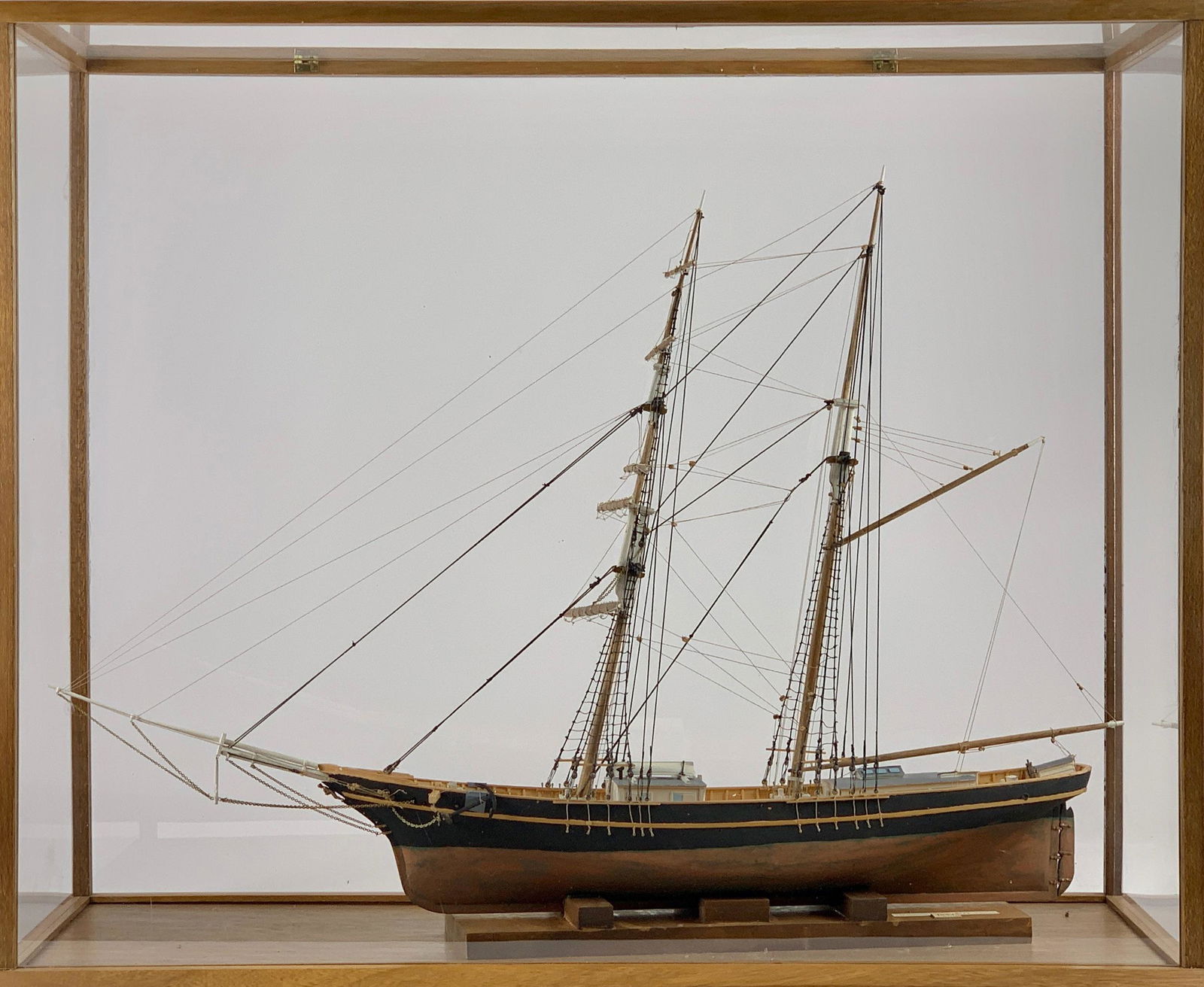 The Brigantine Newsboy of Boston Model Ship, 1854: NOTE: Due to its fragile condition, buyer must arrange transportation for this ship model. Pick-up is strongly recommended. A 20th century kit