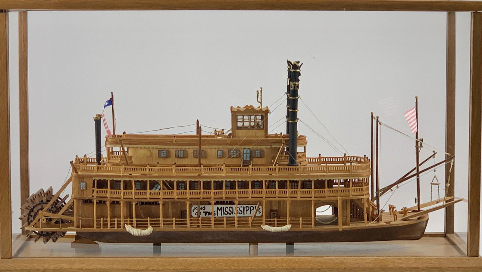 The Mississippi Steamer, Model Ship: NOTE: Due to its fragile condition, buyer must arrange transportation for this ship model. Pick-up is strongly recommended. A kit assembled mo