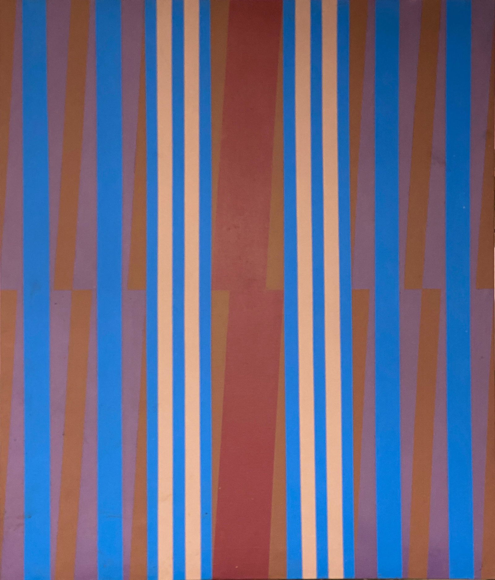 Linear Op-Art Work by Walter Stomps, Jr.: Walter Stomps, Jr. (American, 1929-2020). Acrylic and collage strips on canvas, unsigned, with artist estate stamp to verso. 48" x 41" (sight). Unframed.