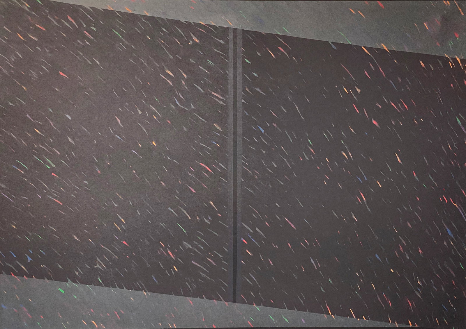 Monumental Work by Walter Stomps, "Black Rhombus": Walter Stomps, Jr. (American, 1929-2020). Acrylic on canvas, an Op-Art leaning canvas executed as part of the artist's "Rhombus" series, with artist's label to verso. 73.25" x 53" (framed).
