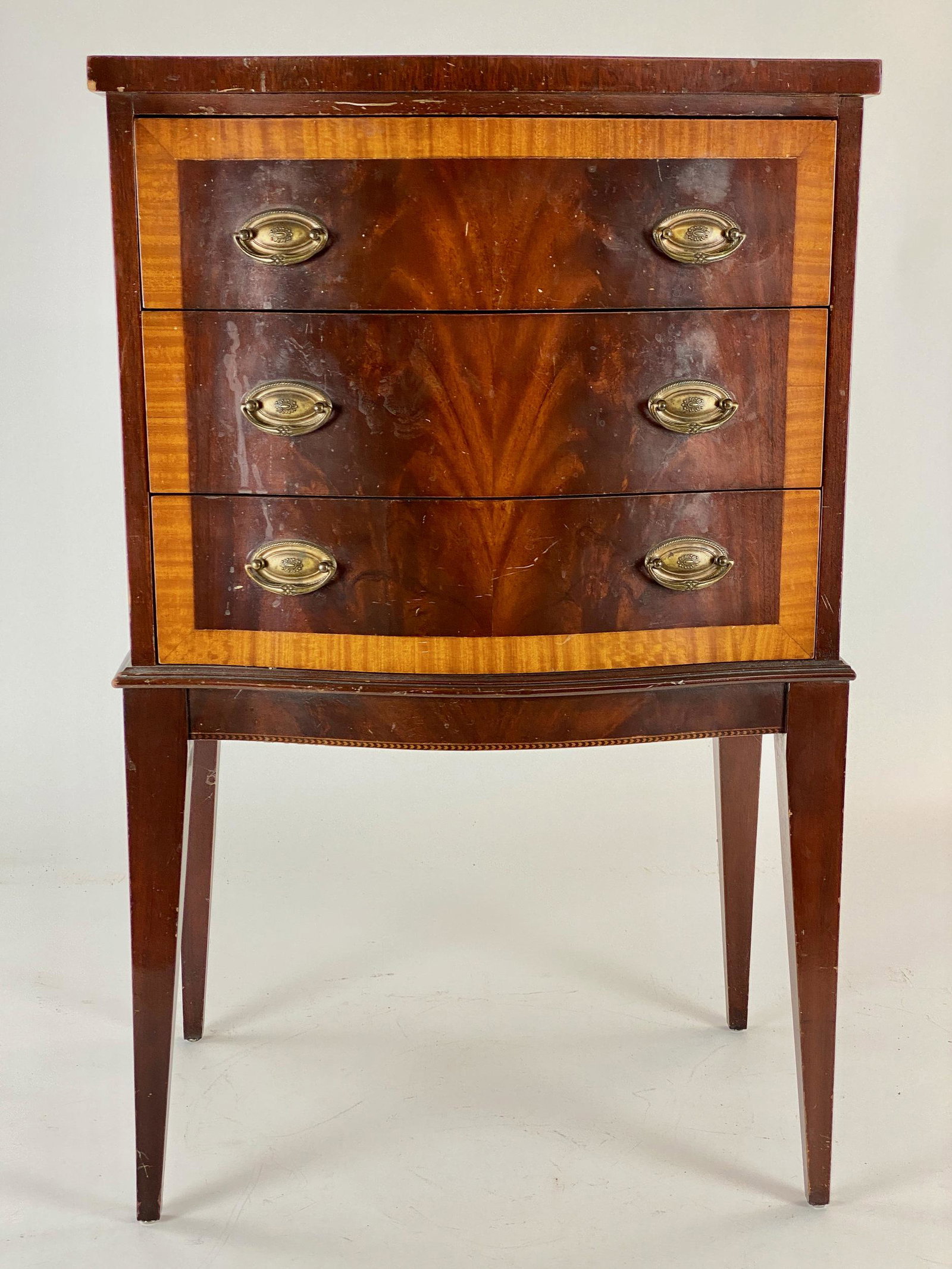 Diminutive Chest of Drawers: A small side chest of drawers; ht. 30", wd. 19", dp. 13.75". From the Estate of Harold and Miriam Prigozen, Dayton, OH.
