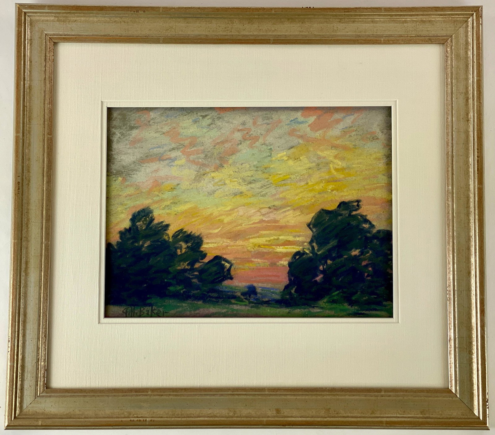 George Herbert Baker Pastel: George Herbert Baker (American/Indiana, 1878-1943). Pastel on paper, signed l.l. 8.5" x 11.5" (sight), 16.5" x 18.75" (framed).
