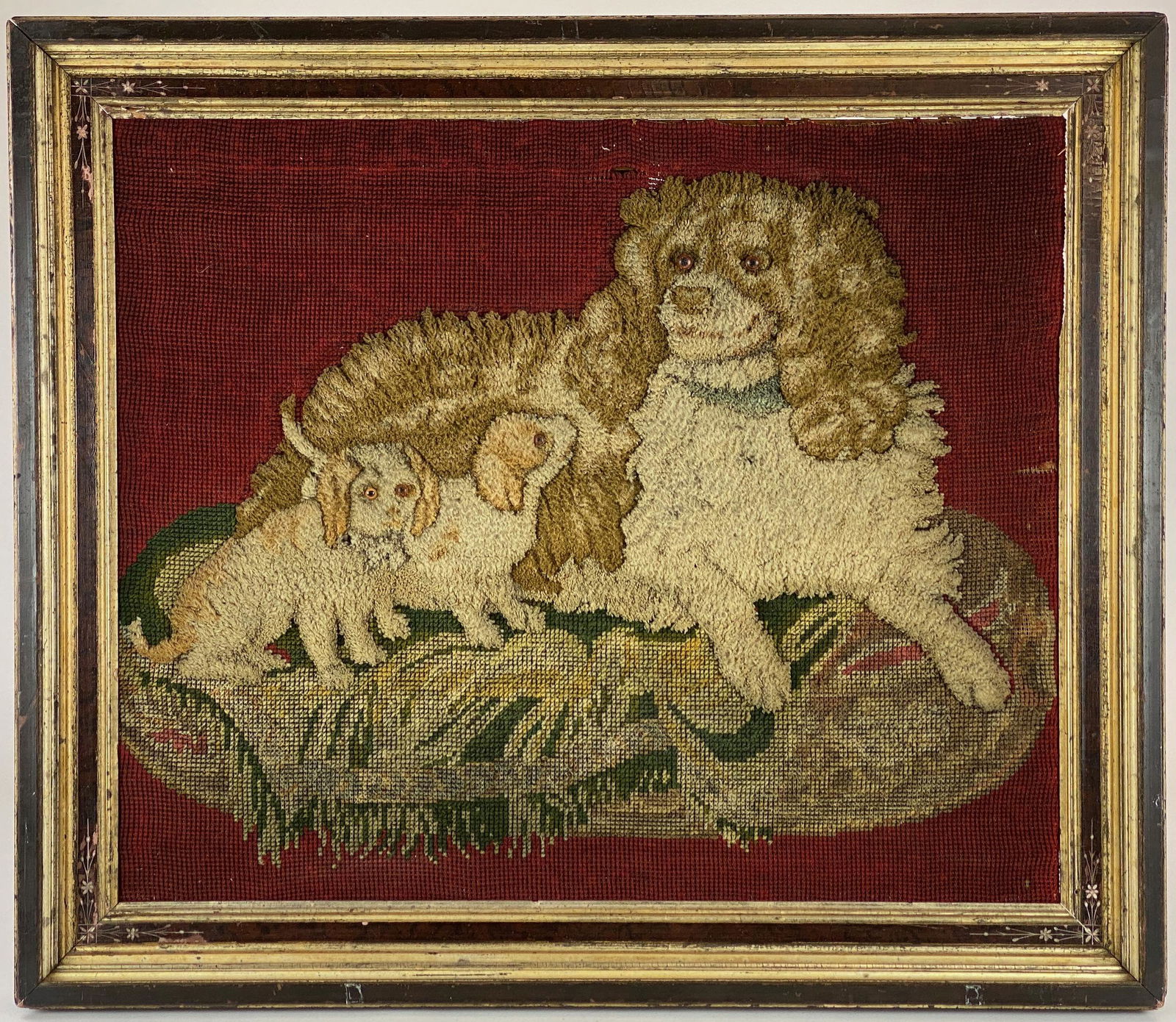 American Pictorial Framed Hooked Rug Spaniel (1 of 7)