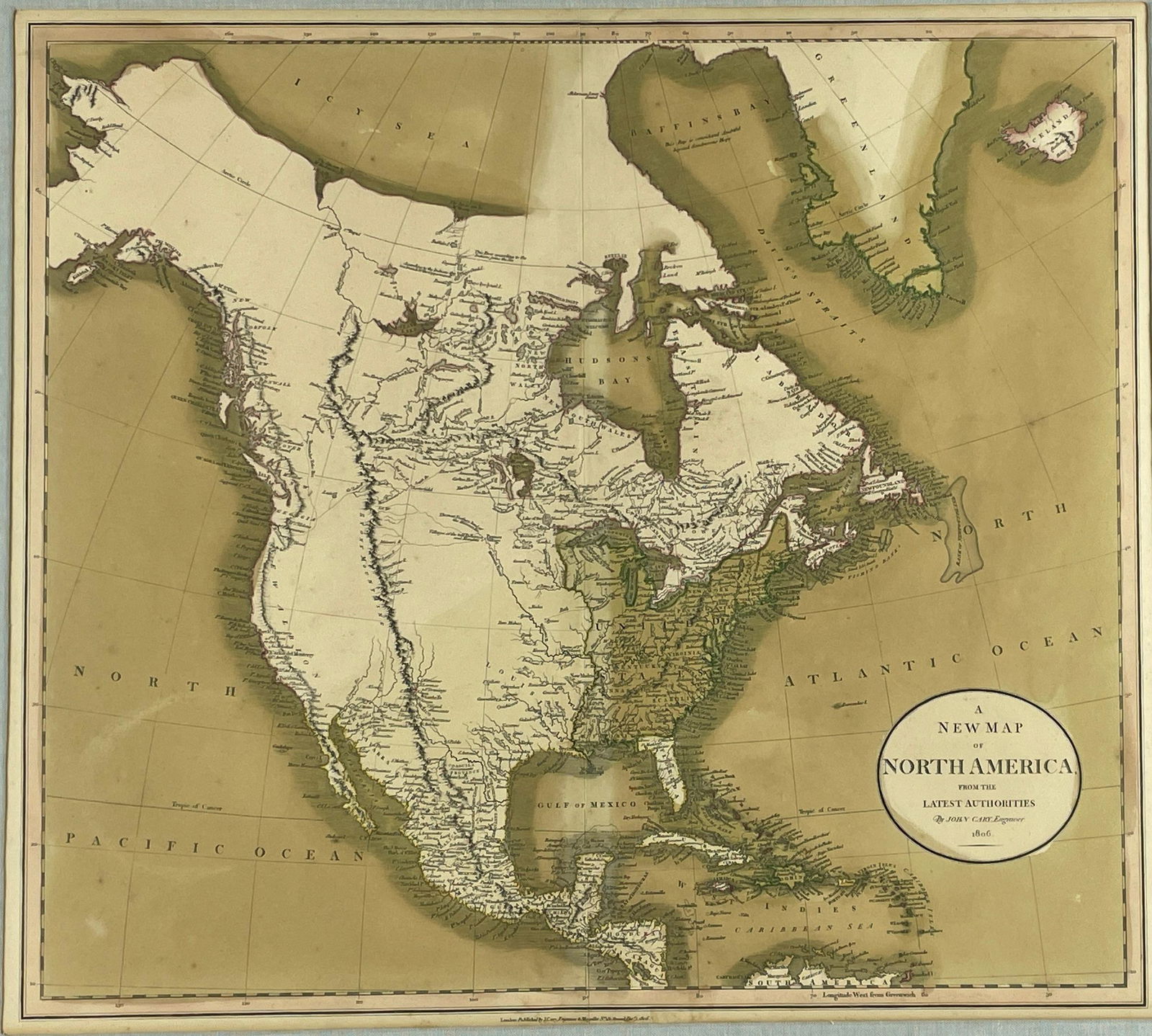 "A New Map of North America" by John Cary, 1806 (1 of 4)