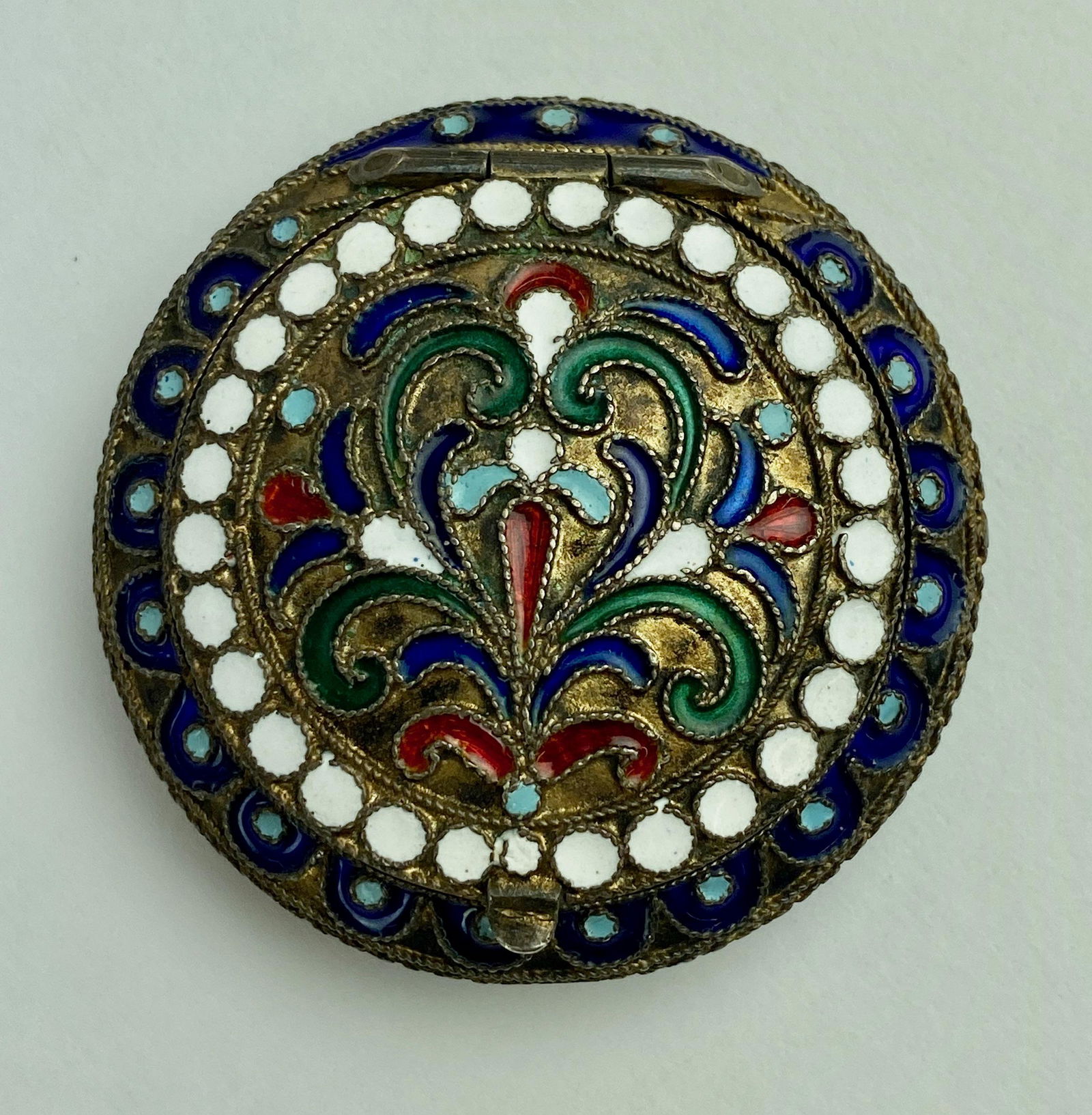 Russian SIlver and Enamel Powder Box (1 of 4)