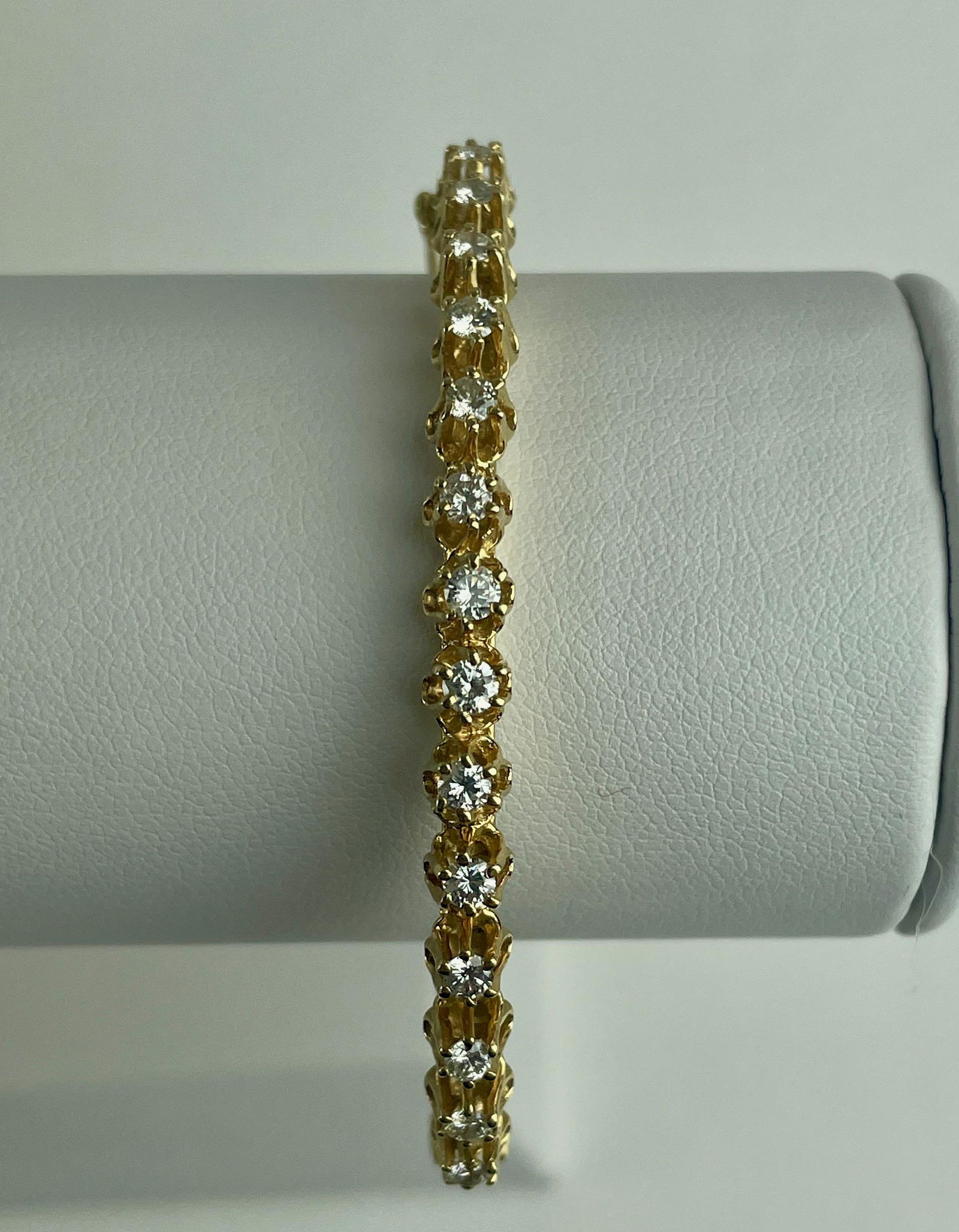 14k Gold Bangle with 14 Inset Diamonds (1 of 7)