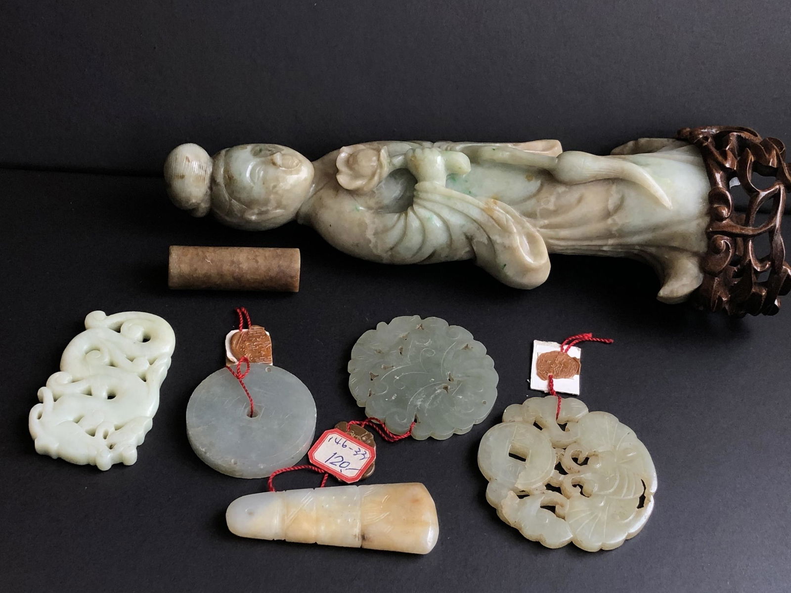 Collection of Chinese Jade Carvings with Export Tags (1 of 6)