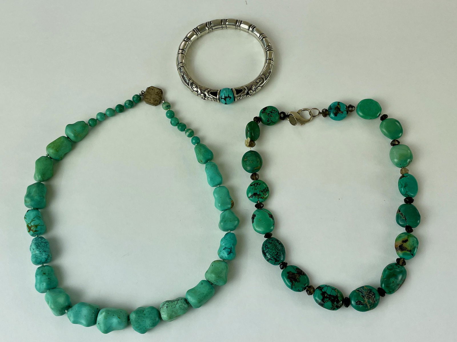 Chinese Turquoise and Silver Bangle and Necklaces (1 of 9)