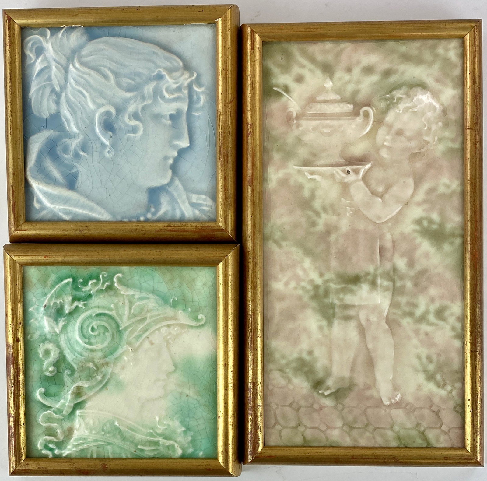 Three Framed Arts & Crafts Trent Tiles (1 of 4)