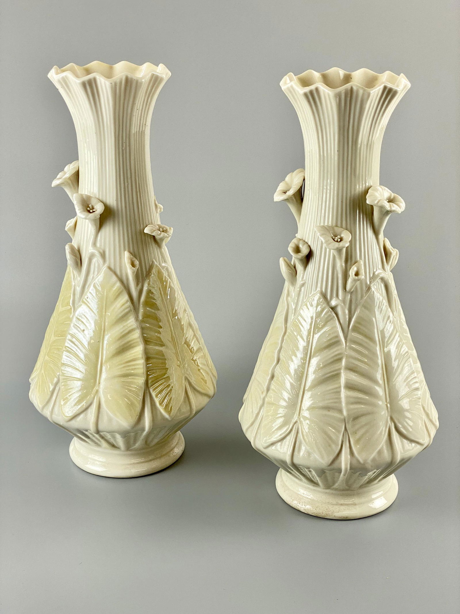 Pair of Belleek Floral Vases (Ireland) (1 of 5)