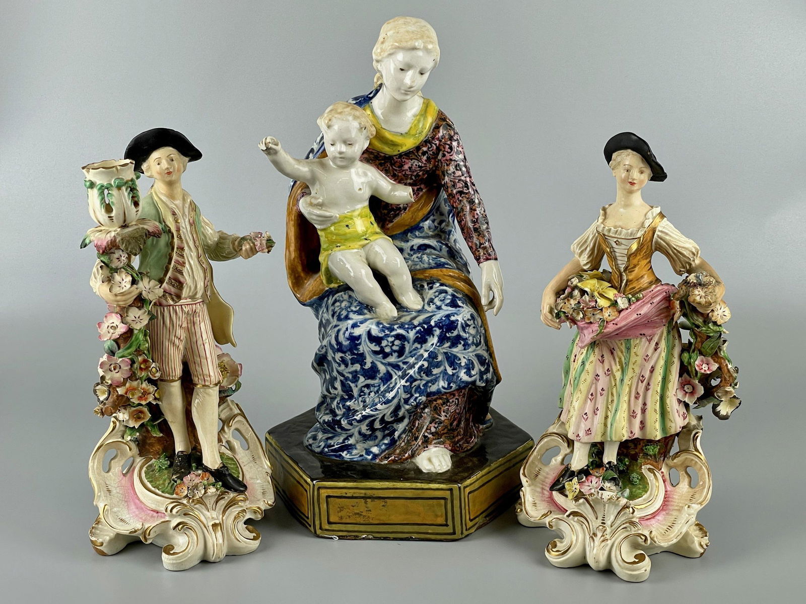 Three Continental Porcelain Figural Groups (1 of 8)