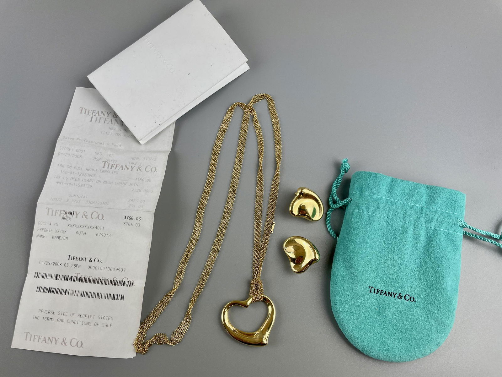 Tiffany and Co. 18K Heart Earrings and Heart Necklace (1 of 8)