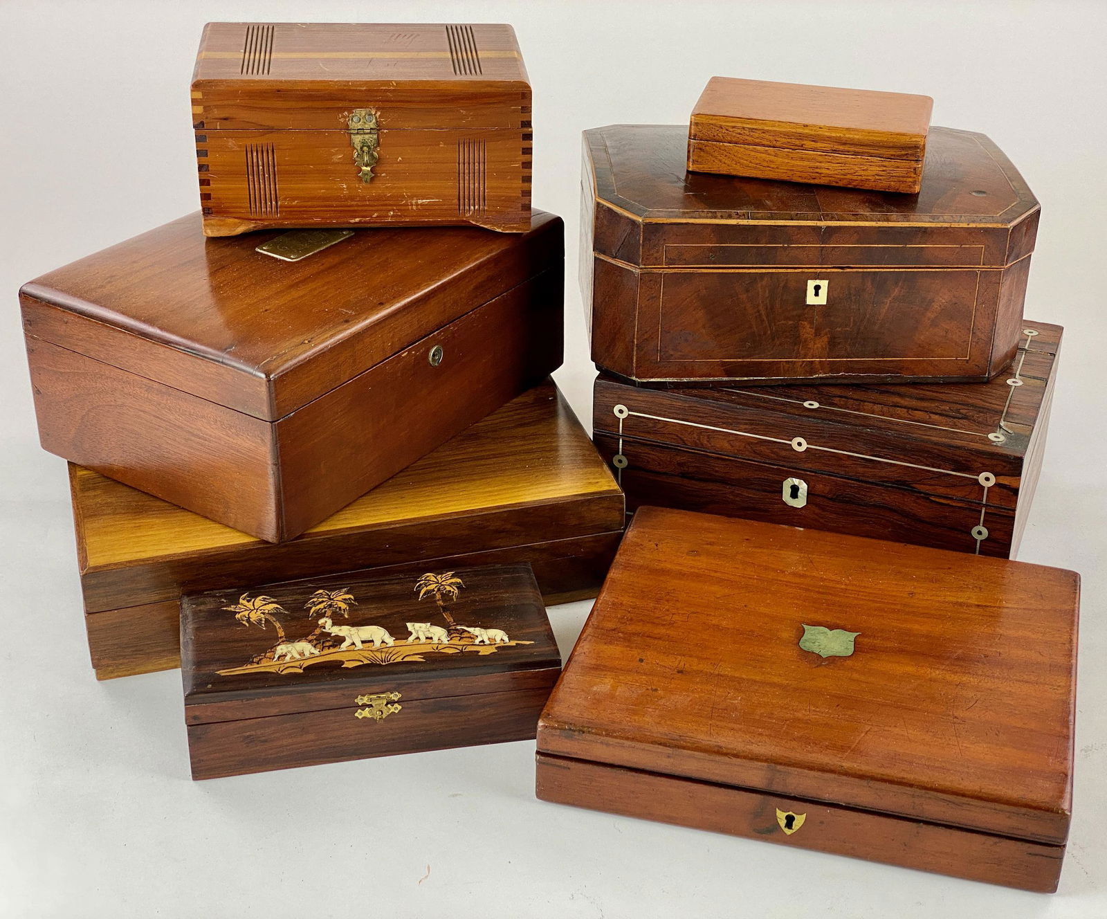 Collection of 8 Wooden Boxes, Various Designs (1 of 14)