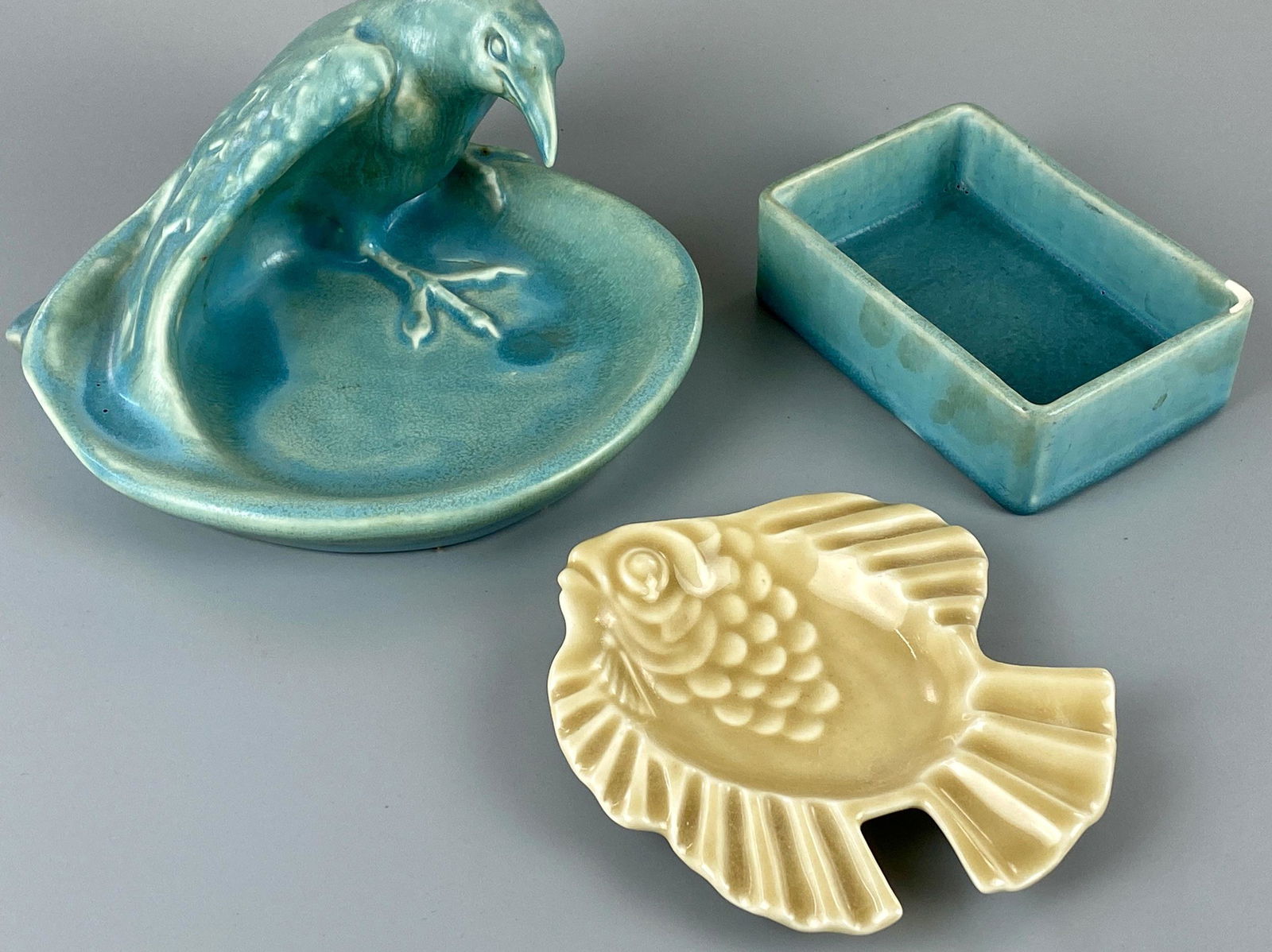 Rookwood Pottery Blue Glazed Bird Dish (1 of 10)