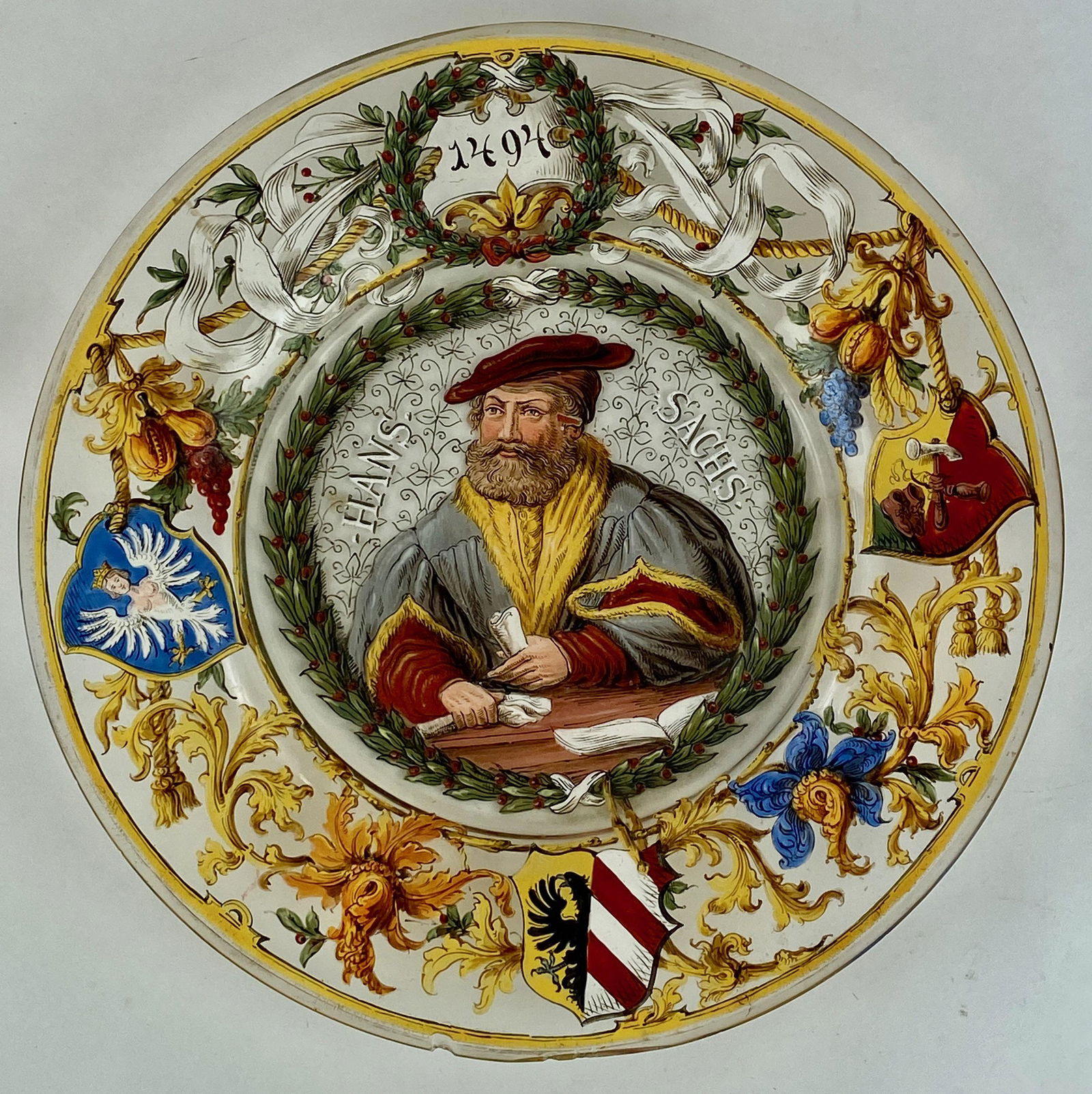 Unusual Hans Sachs Enamel Glass Charger (1 of 5)