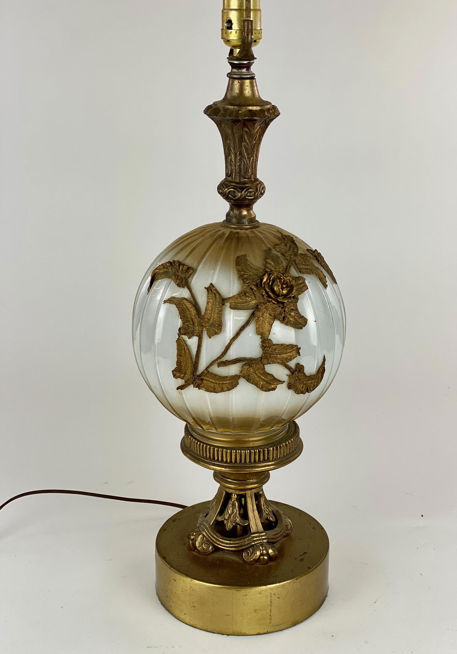 Early 20th Century Glass & Ormolu Lamp (1 of 5)