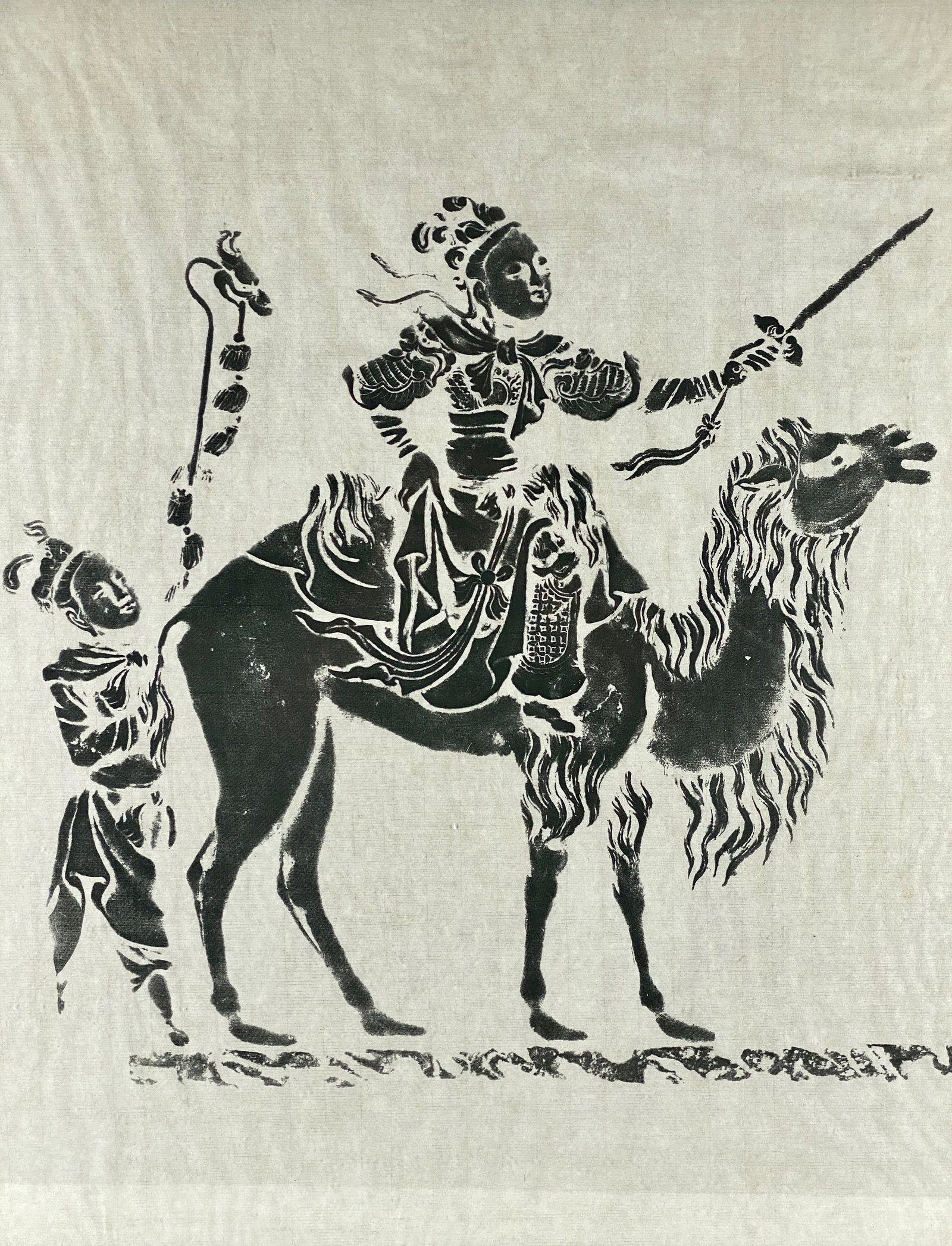Pair of Chinese Rubbings: A pair of Chinese rubbings, each framed, depicting figures on horseback and sulky. Largest 29.5" x 29.5" (framed). Originally collect