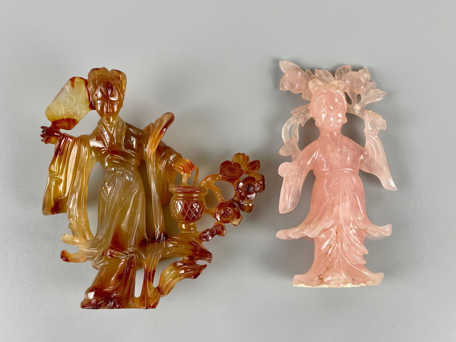 Rose Quartz and Agate Guanyin Carvings (1 of 6)