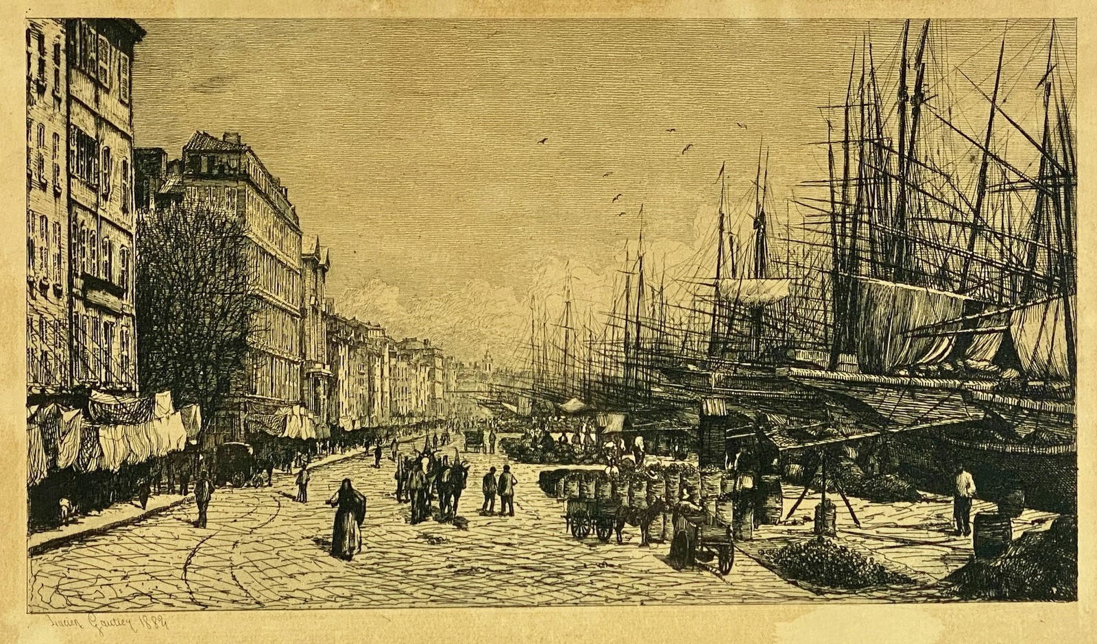 Lucien Gautier (Fr., 1850-1925), Etching of Marseille (1 of 3)