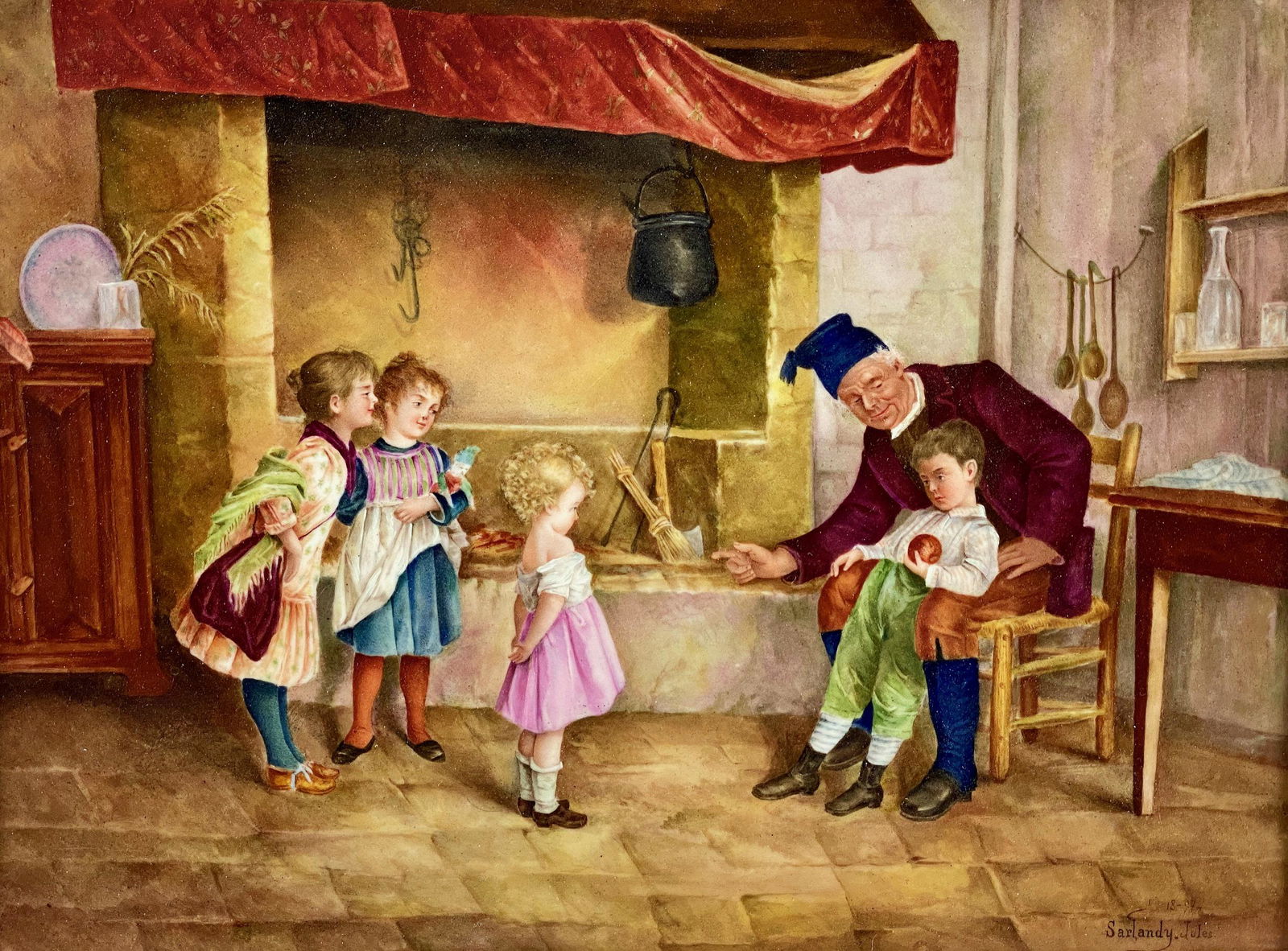 Jules Sarlandie (1874-1936) German Porcelain Painted (1 of 5)