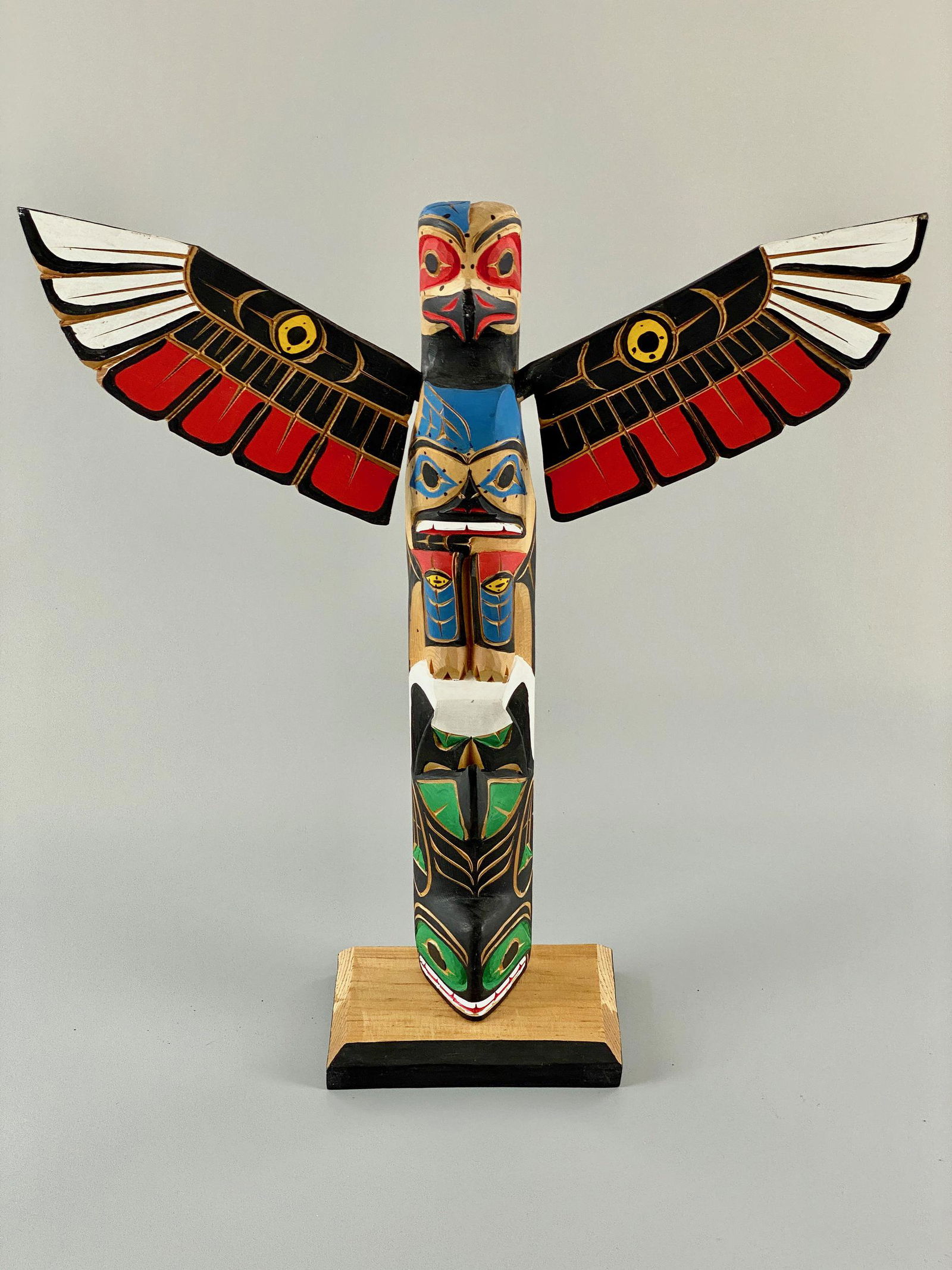 Native American Wood Carved Eagle Totem (1 of 6)