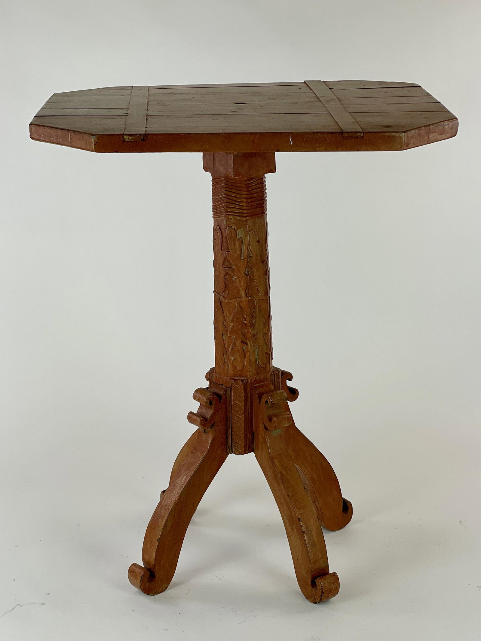 Folk Art Carved and Painted Side Table (1 of 6)