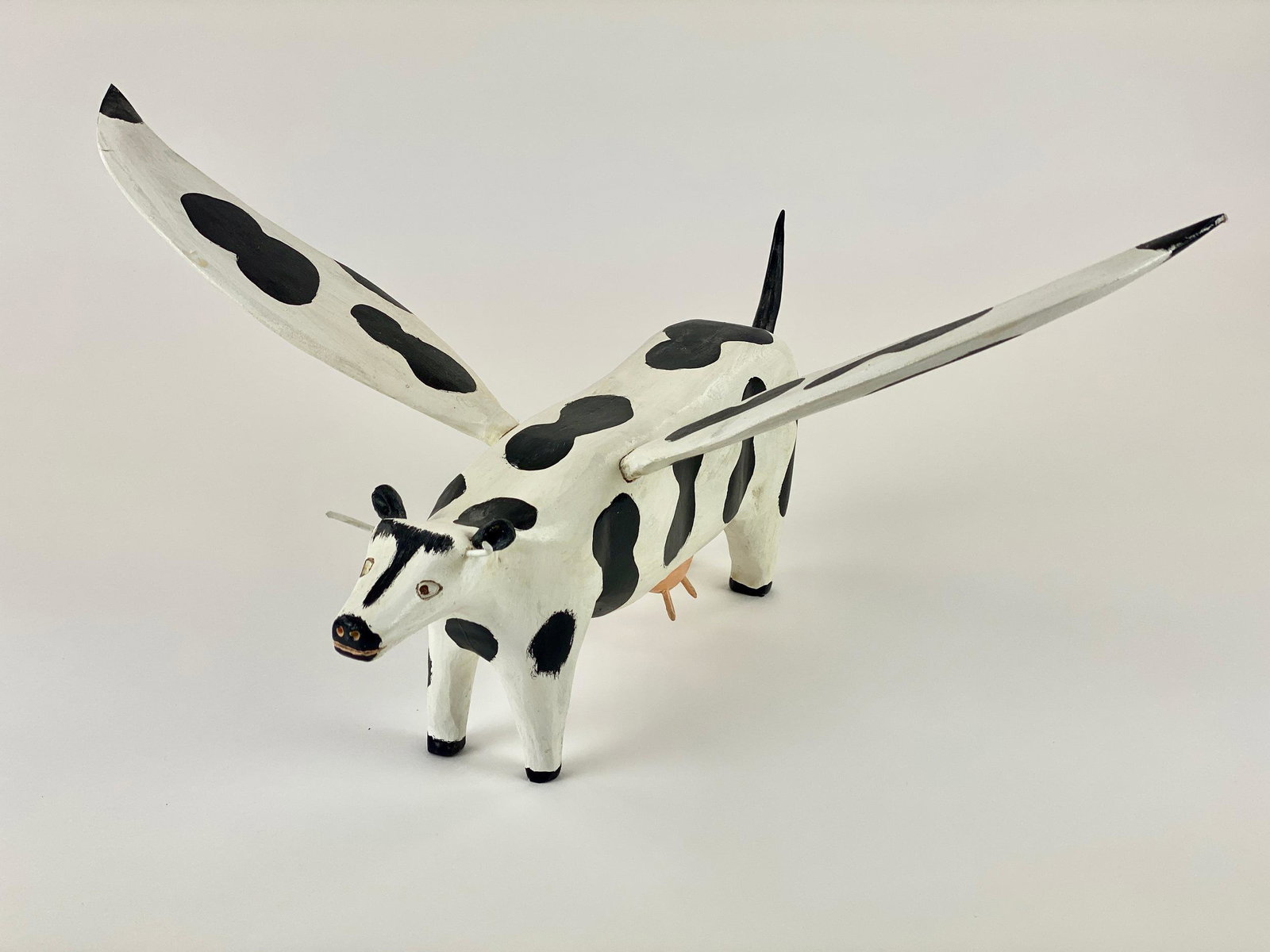 Jim Lewis Folk Art Carved Flying Cow (1 of 4)