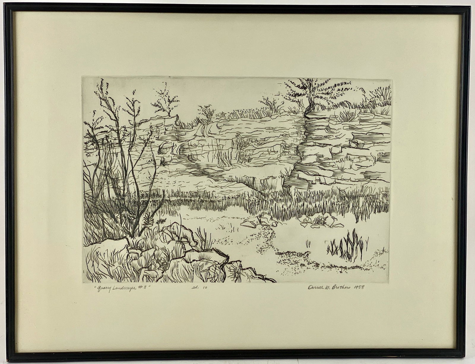 Darrell W. Brothers Etching, "Quarry Landscape" (1 of 6)