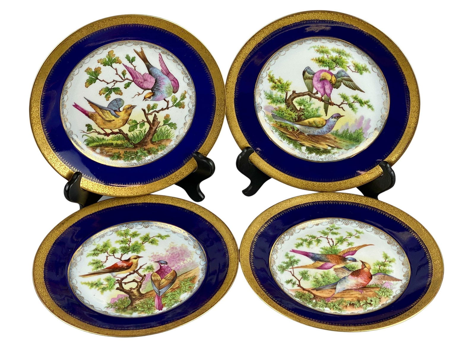 Four Continental Bird Plates with Gilt Exterior (1 of 9)
