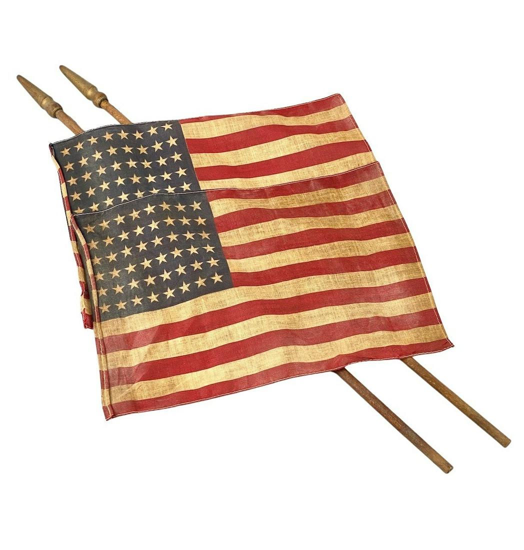 Pair of American Flags with Wooden Poles (1 of 3)