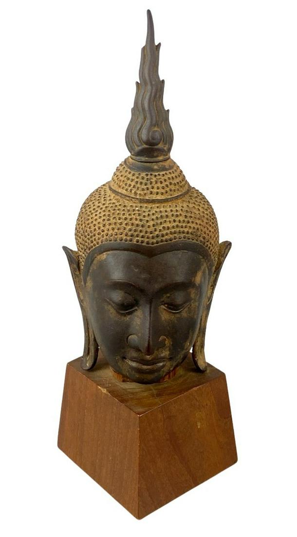 Thai Bronze Bust on Stand (1 of 9)