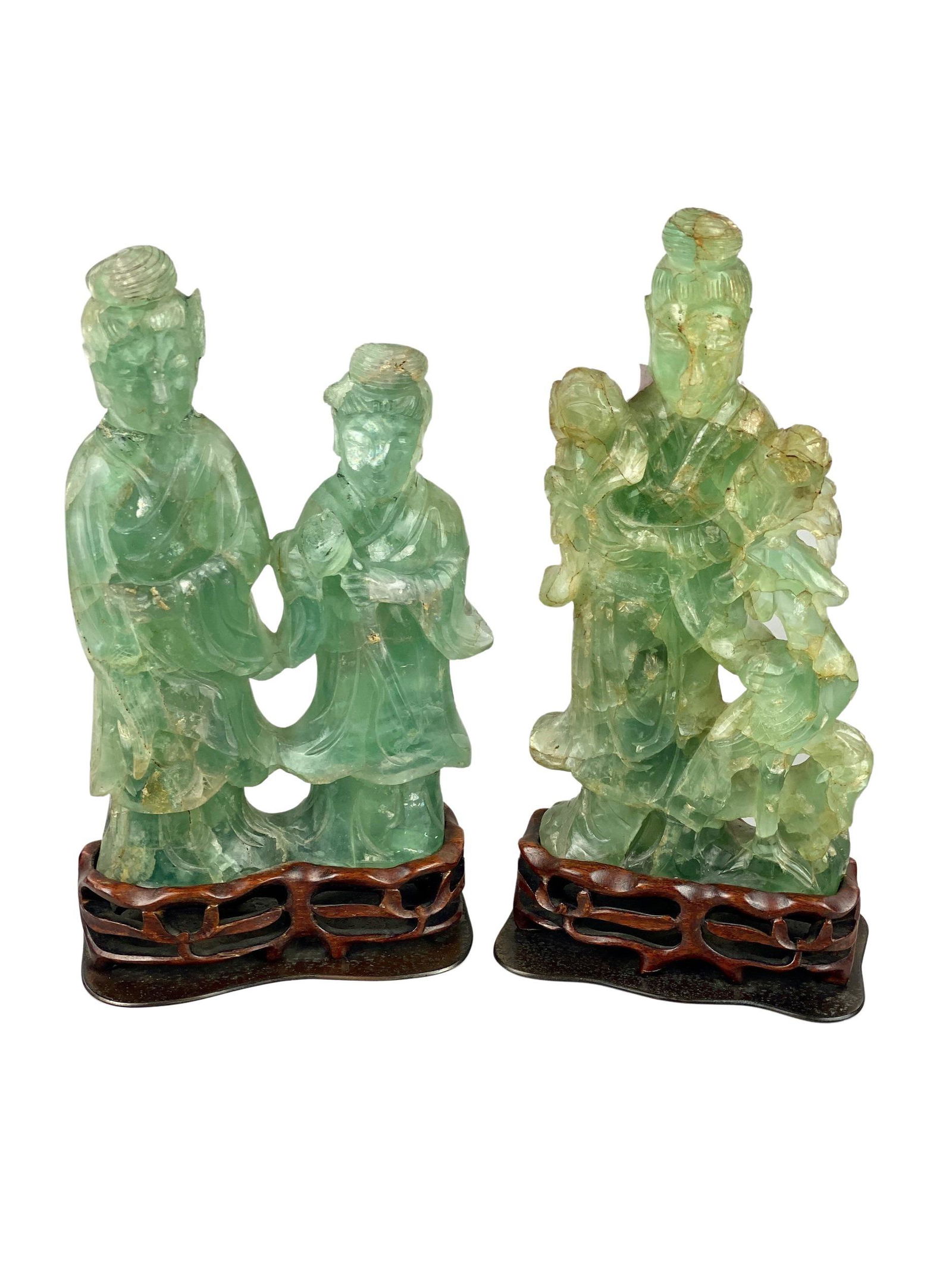 Pair of Jadeite Carved Guanyin Figures (1 of 12)
