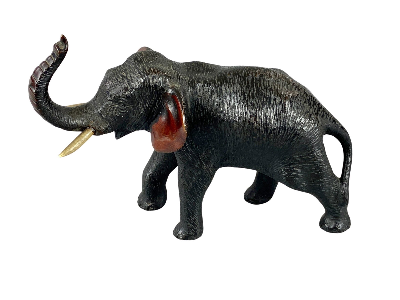 Japanese Meiji Bronze Elephant, Signed: Meiji Period, a bronze cast elephant, two character signature to the underside. Ht. 4.5".