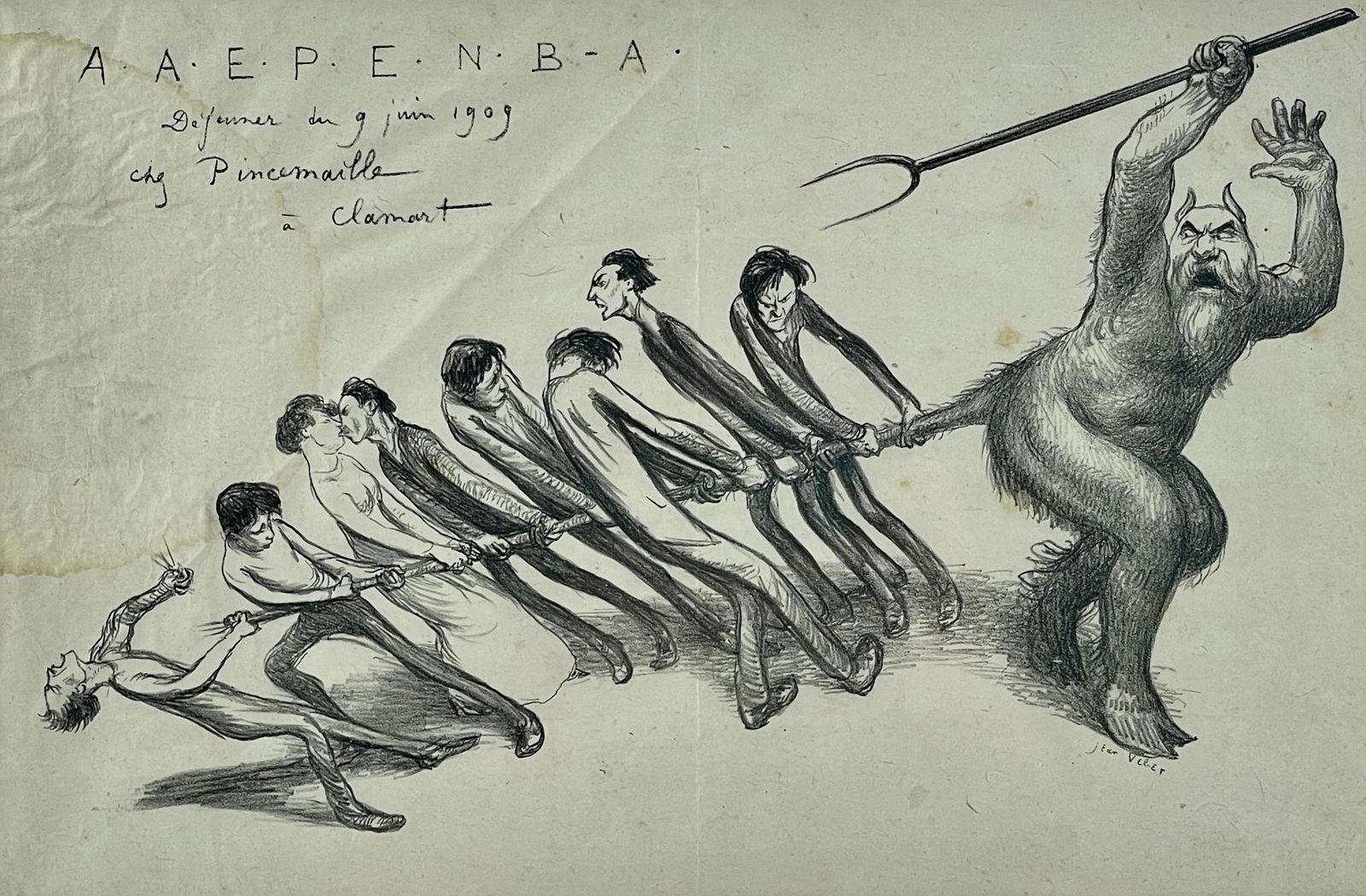 Jean Veber (1868-1928), Mythical Pencil Drawing (1 of 4)