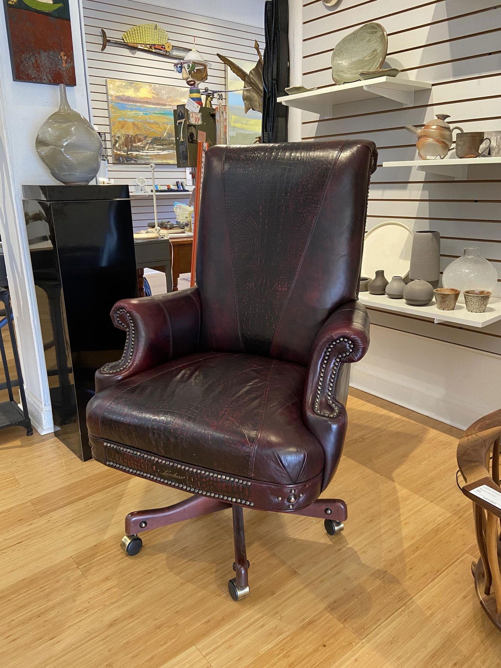A Lucchese Leather Office Chair (1 of 6)