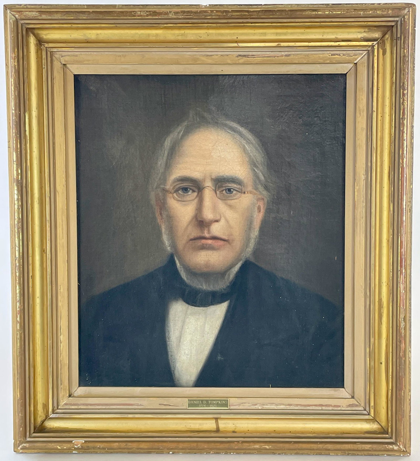 Posthumous Portrait of Daniel Tompkins, 4th Governor of: A mid to late 19th century portrait of Daniel Tompkins (1774-1825), oil on canvas, unsigned. 19" x 17" (sight), 28" x 24" (frame)