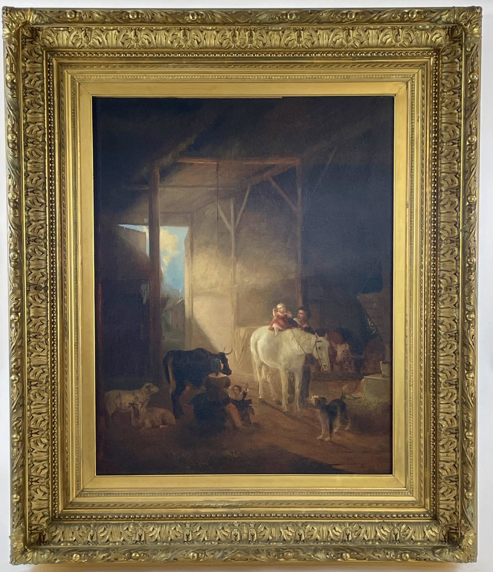 Barn Interior , 1839 by Alvan Fisher: Alvan Fisher (AMerican/Massachusetts, 1792-1863) Oil on canvas, signed and dated 1839 l.r. Several gallery labels are present to verso, including R.H. Love Galleries, Chicago, and a rudimentary Kenned