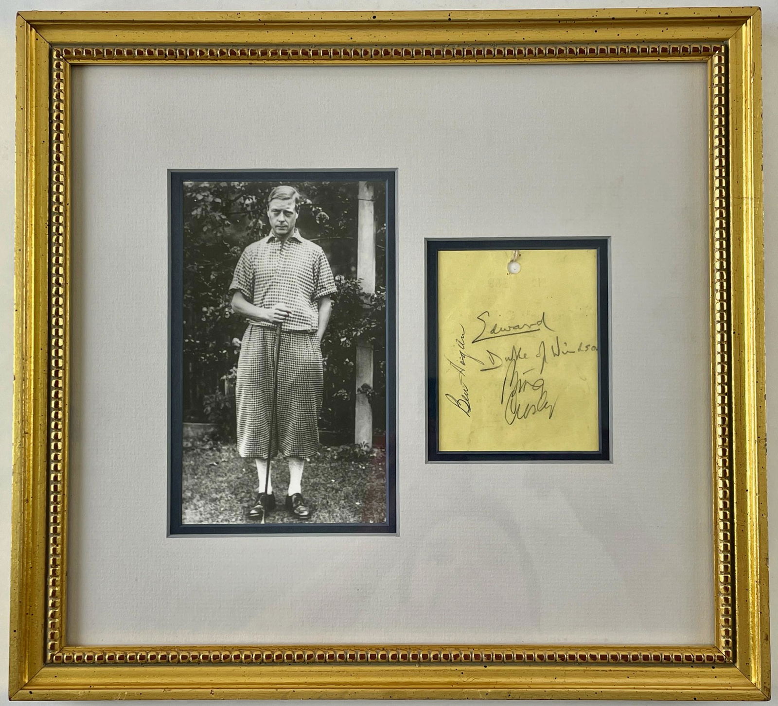 Ben Hogan, Bing Croby, Duke Edward Signed Pro-Am: A neat Professional-Amateur golf ticket from the Seminole Golf Club, the ticket signed by the three celebs. It's not known that the three played together. Kenneth Rendell label on verso. 12" x 13" (fr