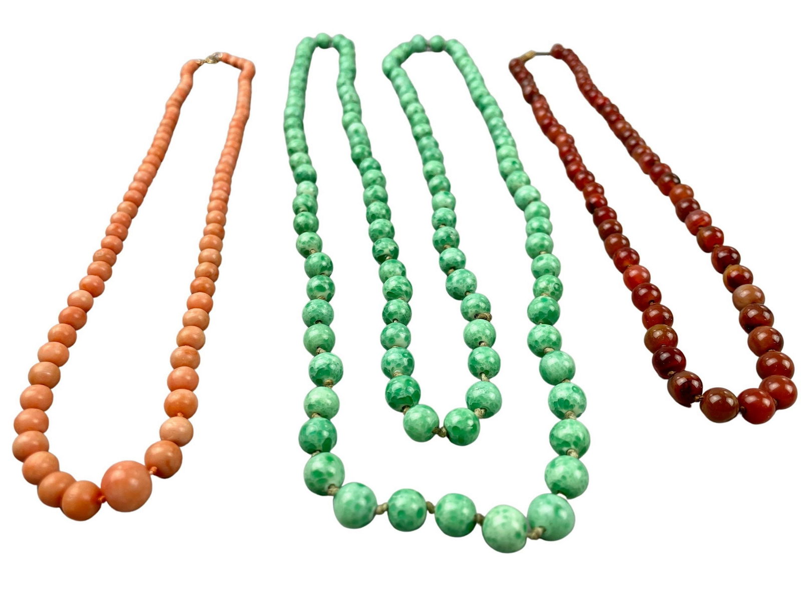 Agate, Angel Skin Coral, and Jadeite Beaded Necklaces (1 of 5)