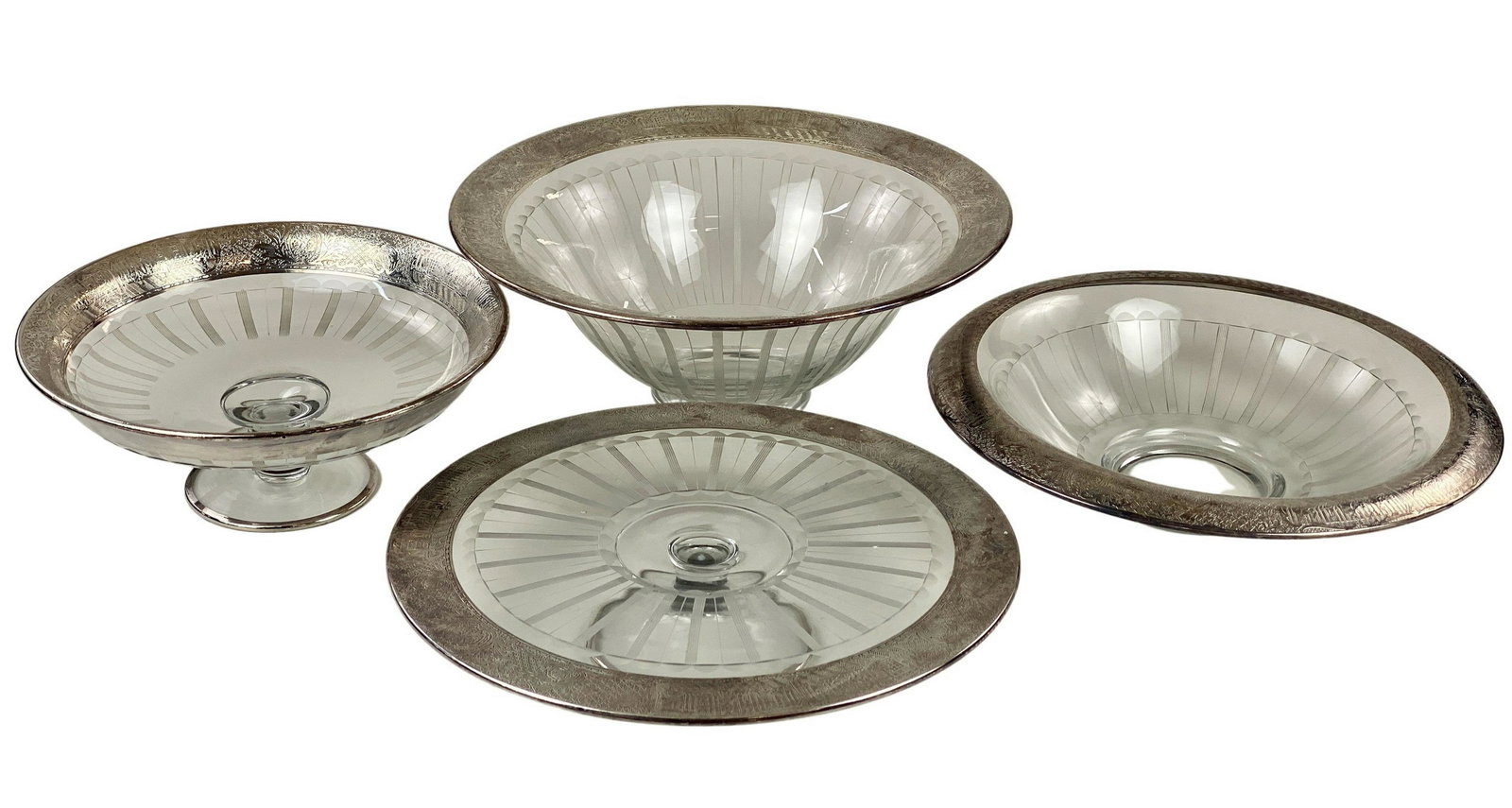 Group of Glass Serving Dishes in Silver Plated Wraps (1 of 10)