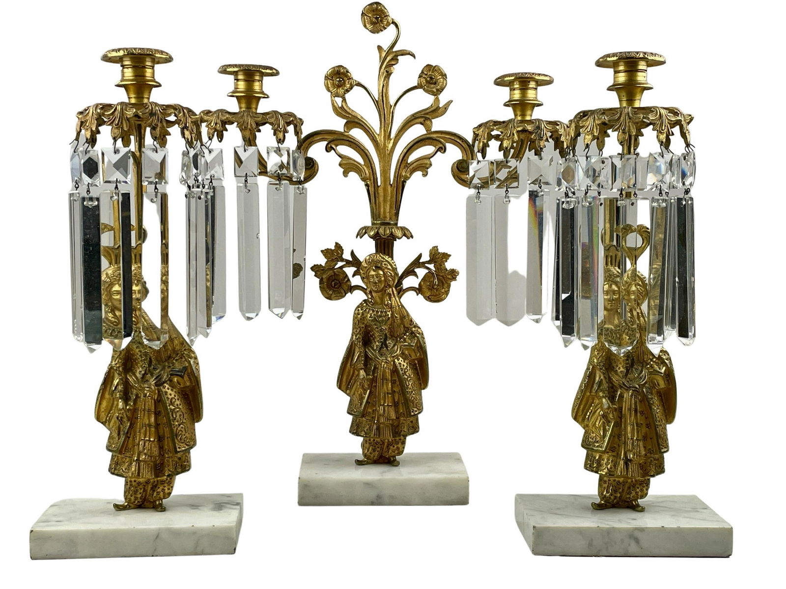 19th Century Gold Dore Girandole 3-Pc. Set (1 of 9)
